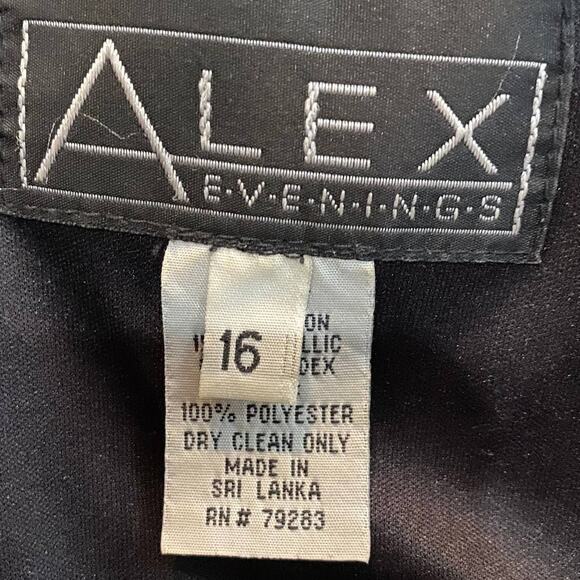 Vintage Alex Evenings Gown & Jacket Set Black Gold Metallic Design Layered 16 - Picture 11 of 16